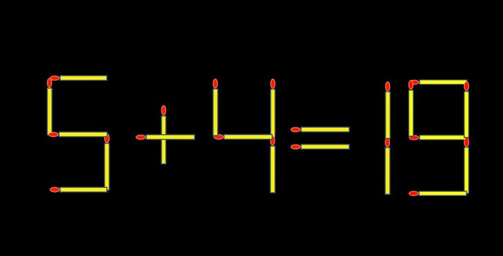 Thử tài IQ: Di chuyển một que diêm để 5+4=19 thành phép tính đúng - Ảnh 1.