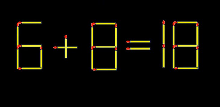 Thử tài IQ: Di chuyển một que diêm để 6+8=18 thành phép tính đúng - Ảnh 1.