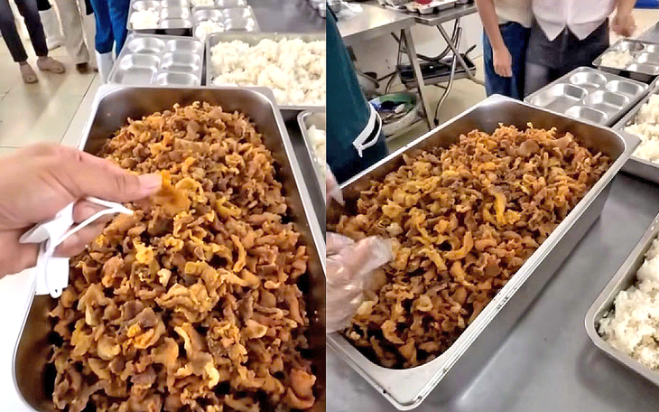 Vụ phụ huynh tố cơm bán trú 'toàn tóp mỡ', xã nói 'thịt chỉ hơi nhiều mỡ, không phải toàn tóp mỡ' - Ảnh 2.