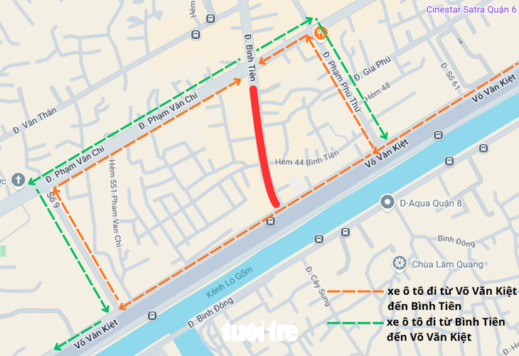 Từ 25-9, TP.HCM cấm xe ô tô trên đường Bình Tiên, đoạn Phạm Văn Chí - Võ Văn Kiệt để xây dự án cầu đường 6.300 tỉ - Ảnh 2.