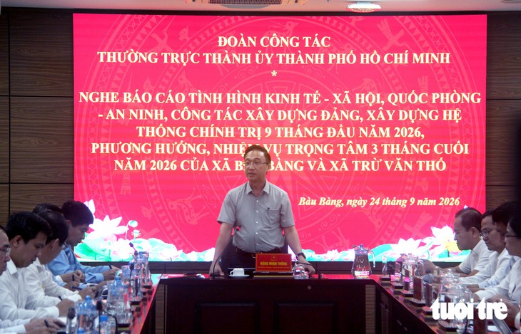 Phó bí thư Thành ủy TP.HCM làm việc với xã Bàu Bàng, Trừ Văn Thố - Ảnh 2.