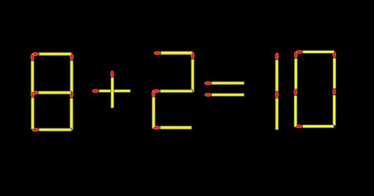 Thử tài IQ: Di chuyển một que diêm để 8+2=19 thành phép tính đúng - Ảnh 1.