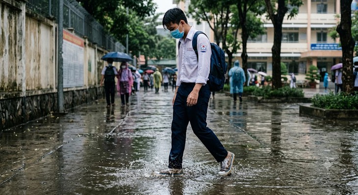 Mùa mưa ở TP.HCM, đôi giày ba ta đi học thành 'nỗi ám ảnh' của học sinh - Ảnh 1.