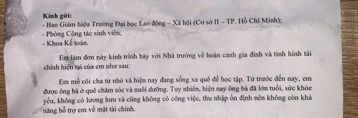 Tiếp sức đến trường: Lá đơn xin đóng chậm học phí đầy nước mắt của nữ sinh viên Quảng Trị không còn cha mẹ - Ảnh 3.