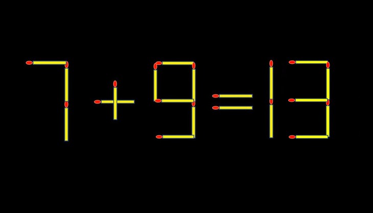 Thử tài IQ: Di chuyển một que diêm để 7+9=13 thành phép tính đúng - Ảnh 1.