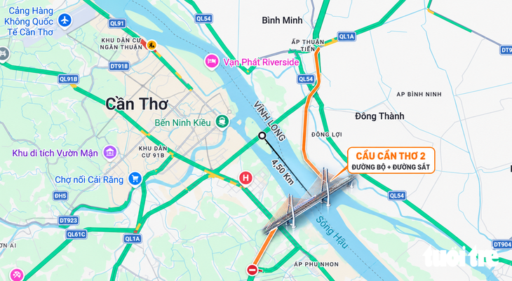 Cầu Cần Thơ 2 có 6 làn cao tốc tầng trên và đường sắt khổ 1.435mm tầng dưới - Ảnh 2.