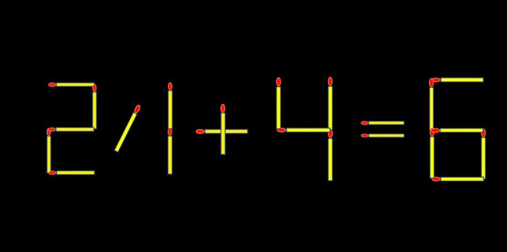 Thử tài IQ: Di chuyển một que diêm để 21+4=8 thành phép tính đúng - Ảnh 1.