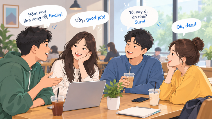 Xen tiếng Anh khi nói chuyện còn tùy hoàn cảnh, đừng 'nửa nạc nửa mỡ' - Ảnh 1.