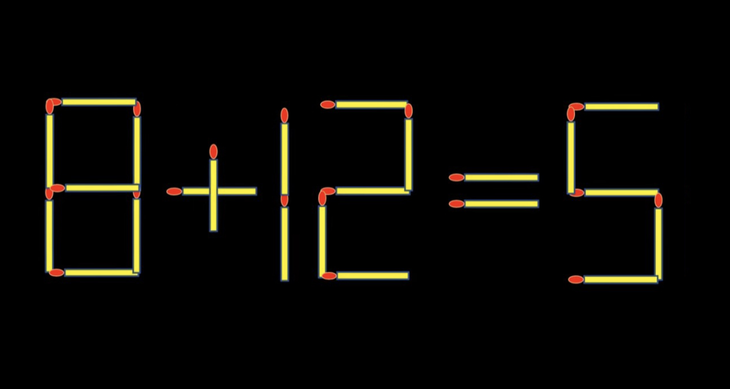 Thử tài IQ: Di chuyển một que diêm để 8+12=5 thành phép tính đúng - Ảnh 1.