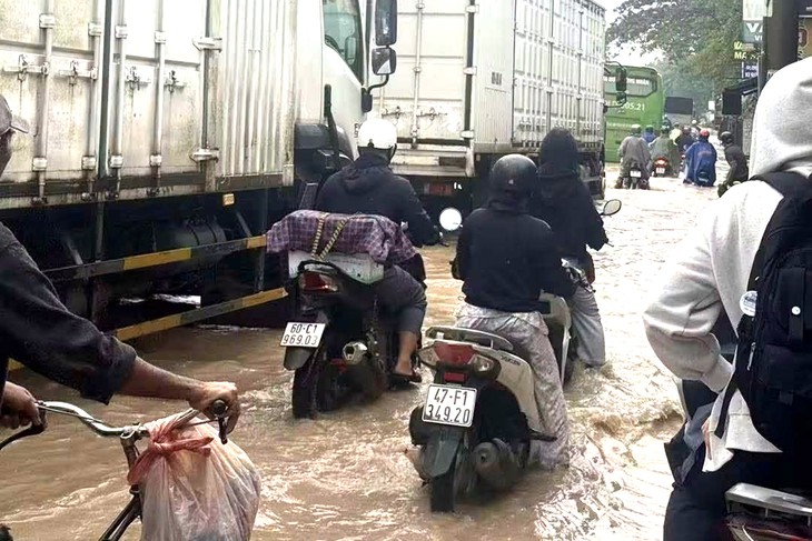 Mưa lớn, triều dâng, dân Đồng Nai sáng sớm bì bõm lội nước đi làm - Ảnh 7.