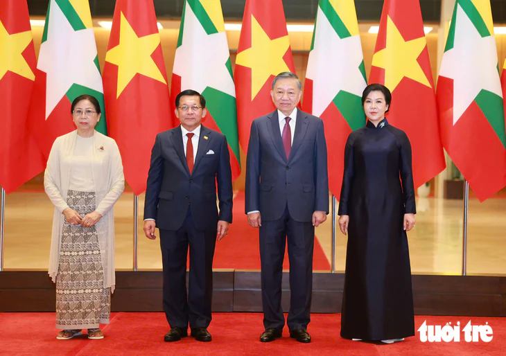 Lễ đón chính thức Tổng thống Myanmar Min Aung Hlaing lần đầu thăm Việt Nam - Ảnh 2.