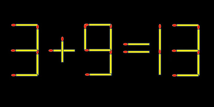 Thử tài IQ: Di chuyển một que diêm để 3+9=13 thành phép tính đúng - Ảnh 1.