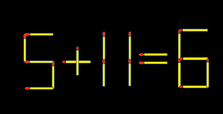 Thử tài IQ: Di chuyển một que diêm để 5+11=6 thành phép tính đúng - Ảnh 1.