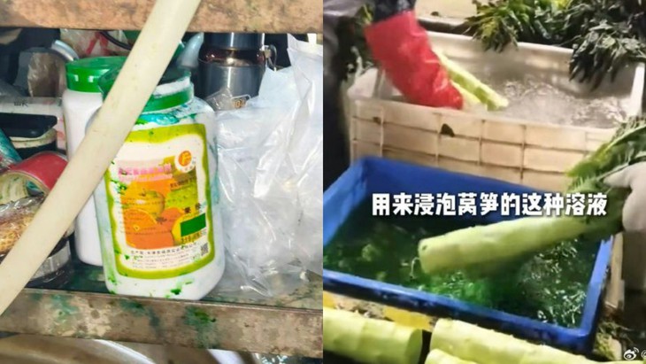 Sau cải thảo ngâm formaldehyde, Trung Quốc phát hiện rau diếp ngồng nhuộm màu - Ảnh 1.