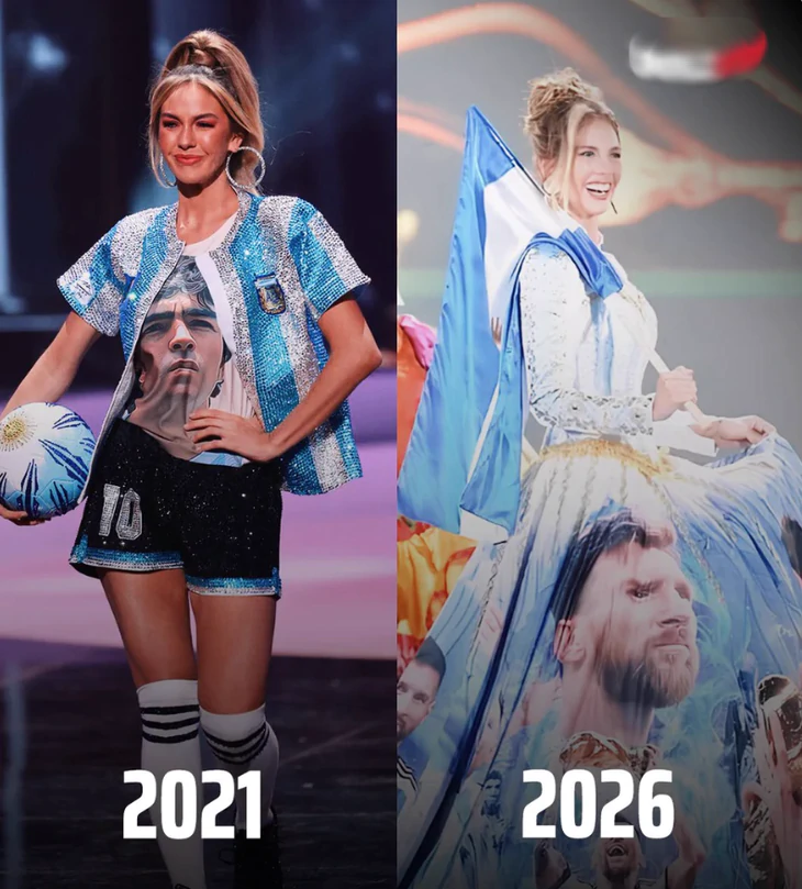 Chiếc đầm in hình Messi tại Miss World 2026 không đẹp nhưng đặc biệt - Ảnh 6.