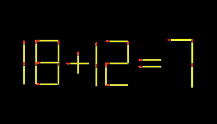 Thử tài IQ: Di chuyển một que diêm để 18+12=7 thành phép tính đúng - Ảnh 1.
