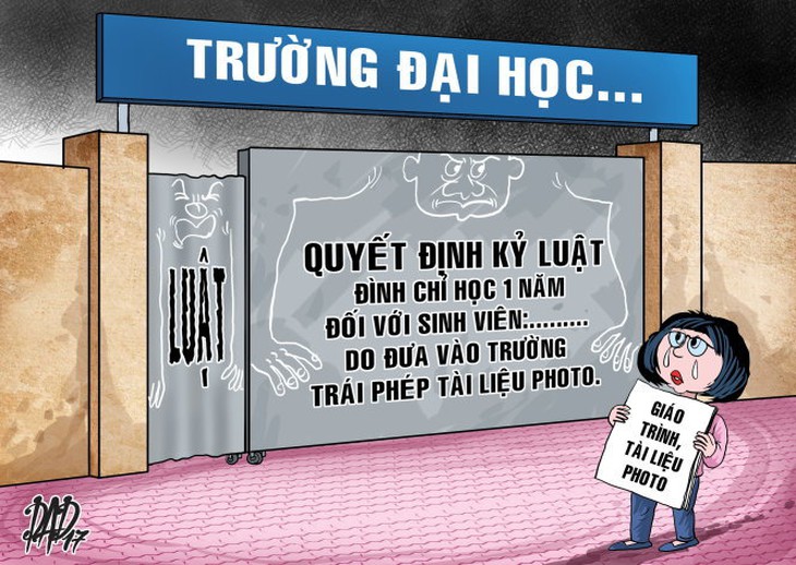 ĐH Luật TP.HCM chỉ cảnh cáo SV đưa giáo trình photo vào trường