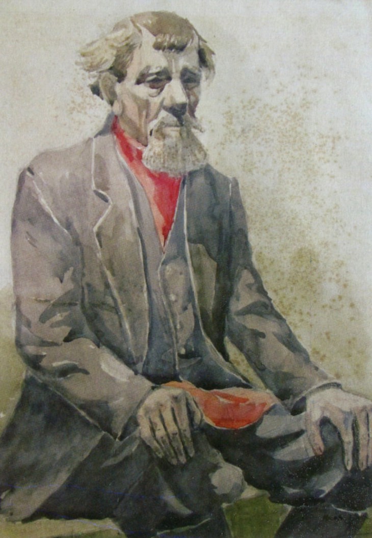 Chân dung cụ già hàng xóm - màu nước 
30 x 42cm, 1967