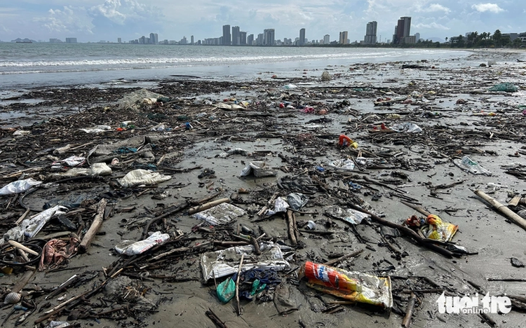 Da Nang beaches covered in trash after storm Bualoi
