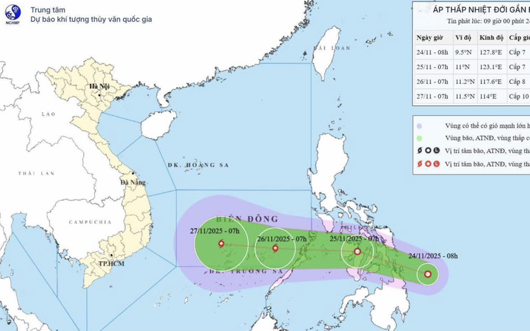 Tropical depression approaching East Vietnam Sea could develop into storm No. 15
