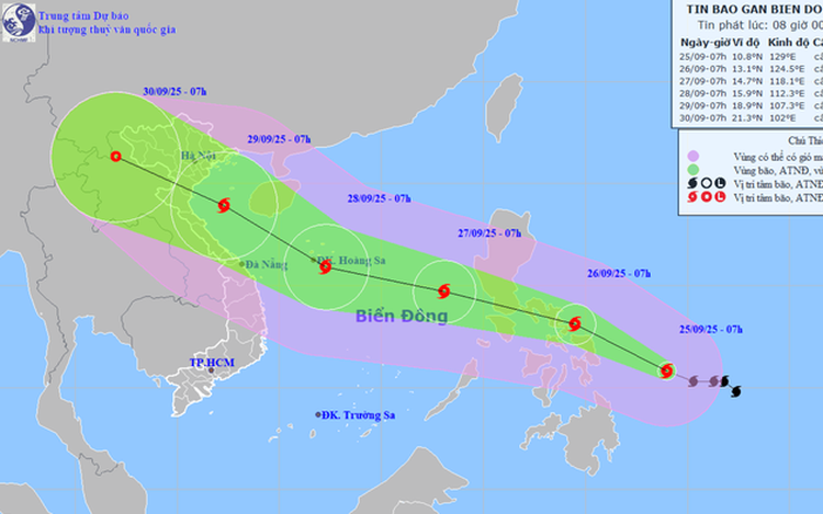 Storm Bualoi might reach level 12 over East Vietnam Sea
