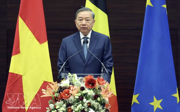 Top leader gives policy speech in Brussels, sharing vision for Vietnam–EU ties