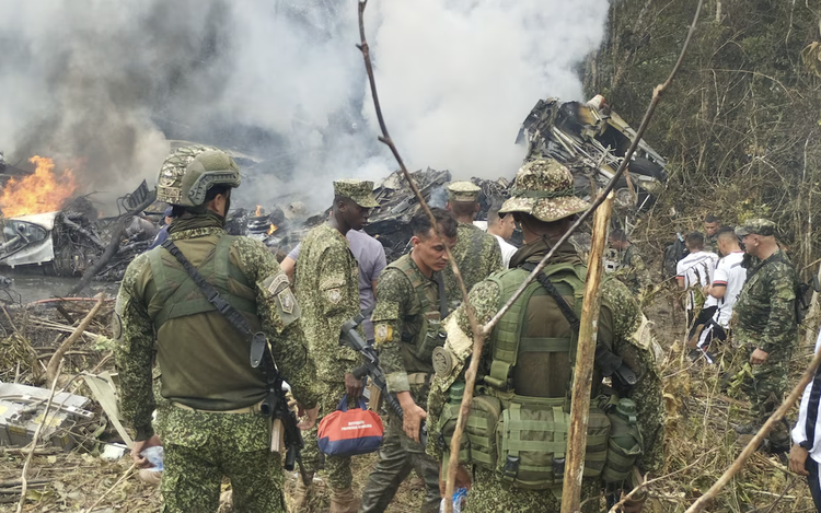 At least 34 killed, dozens hurt in Colombian military plane crash after takeoff