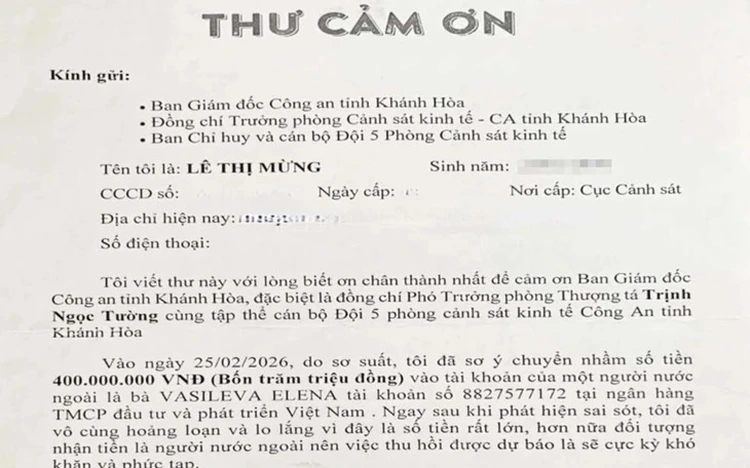 Vietnamese woman recovers over $15,000 mistakenly transferred to Russian tourist in Khanh Hoa