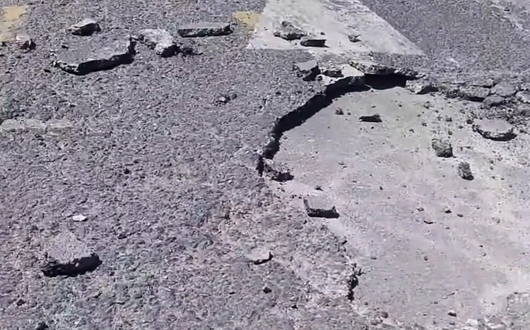 Extreme heat causes container truck tire to explode, tearing up road surface in north-central Vietnam
