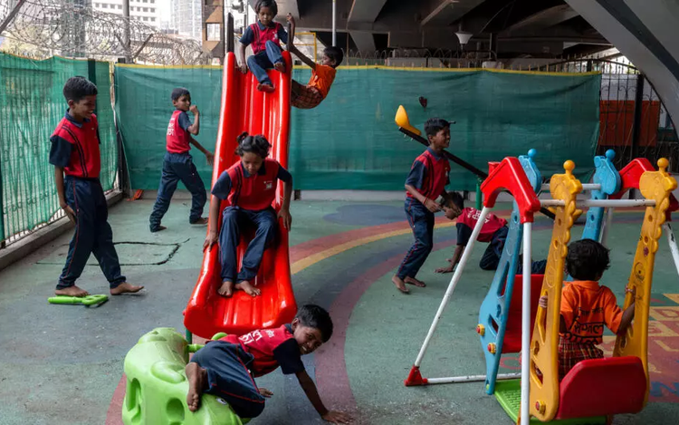 India flyover school offers lifeline to street children