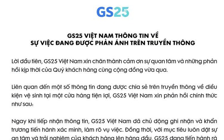 GS25 Vietnam temporarily closes store after hygiene complaint, reviews operations nationwide