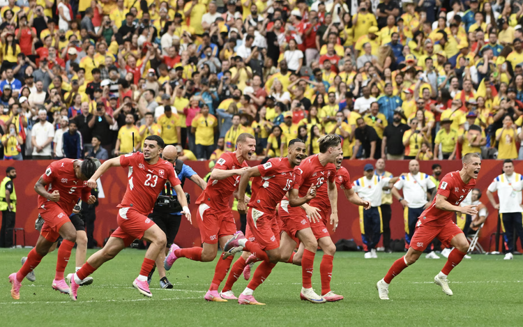 Switzerland edge Colombia on penalties to reach first World Cup quarter-final since 1954