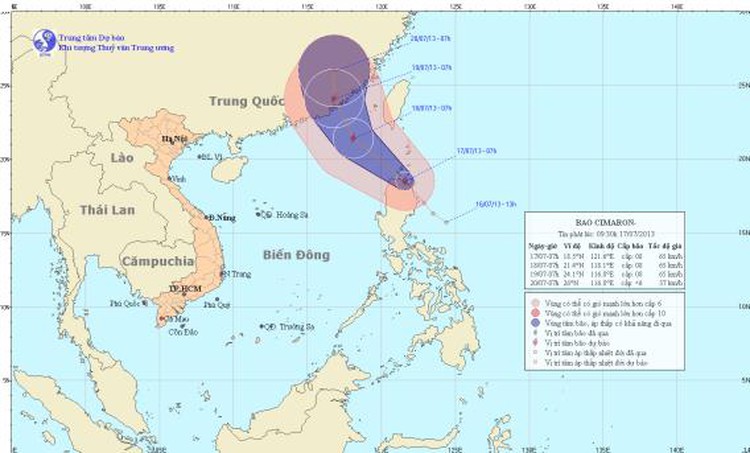 Storm Cimaron near East Sea causes rainstorms