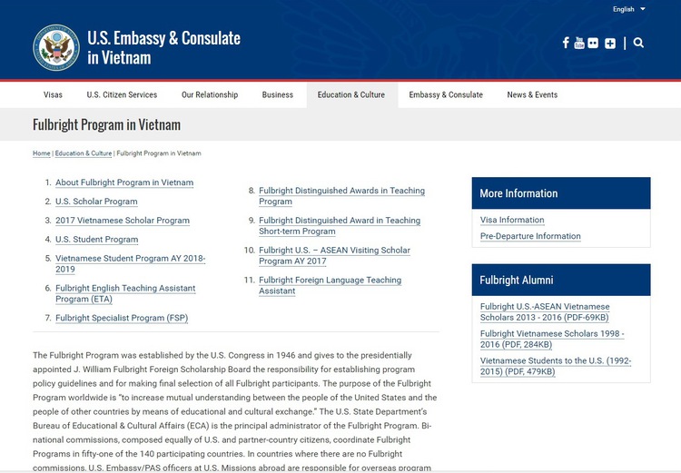 US embassy calls for Fulbright Vietnamese Student Program applications