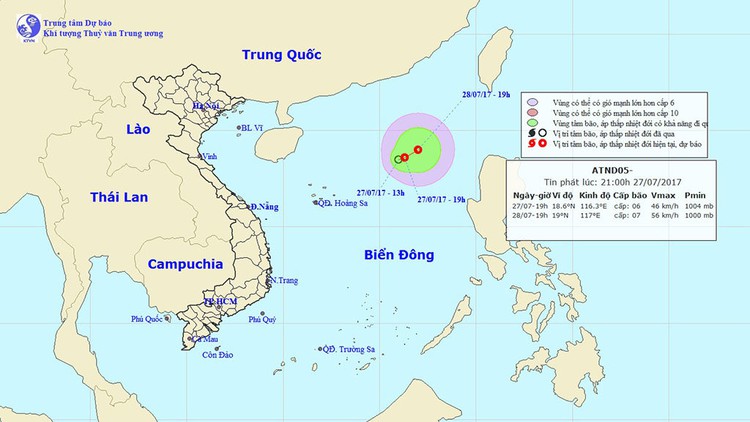 Tropical depression forms in East Vietnam Sea, likely to become storm