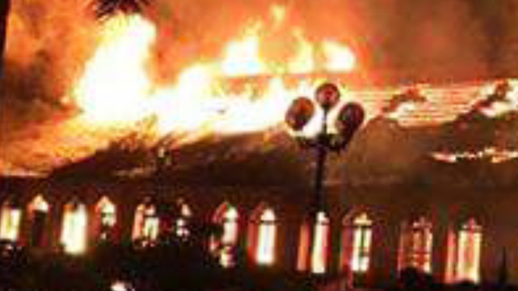 Century-old cathedral consumed by midnight fire in northern Vietnam