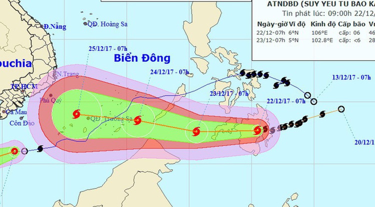 Typhoon Tembin picks up strength, on track to hit southern Vietnam next week