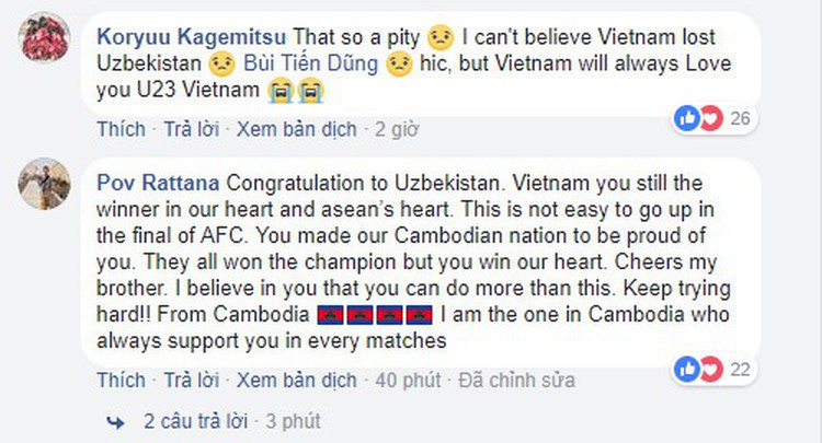 Southeast Asian fans express admiration for Vietnam U23s after miraculous continental tourney