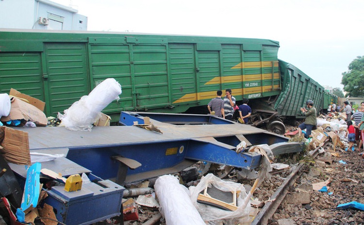 Freight train crashes into locomotive at station in central Vietnam