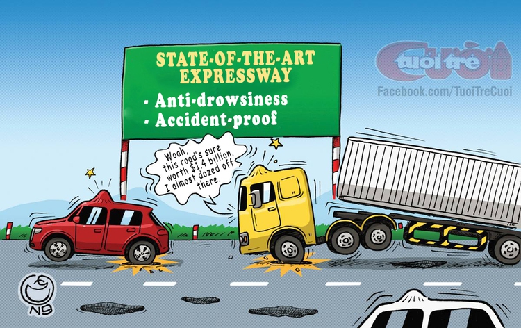 Cartoon: Reason behind Vietnam's pothole-riddled expressway