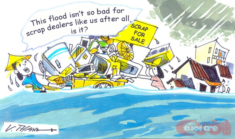 Cartoon: Caricature artists see the funny side of Saigon’s historic rain