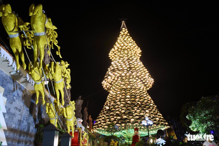 Unique Christmas trees, 200-meter-long stone-like cave attract visitors in southern Vietnam