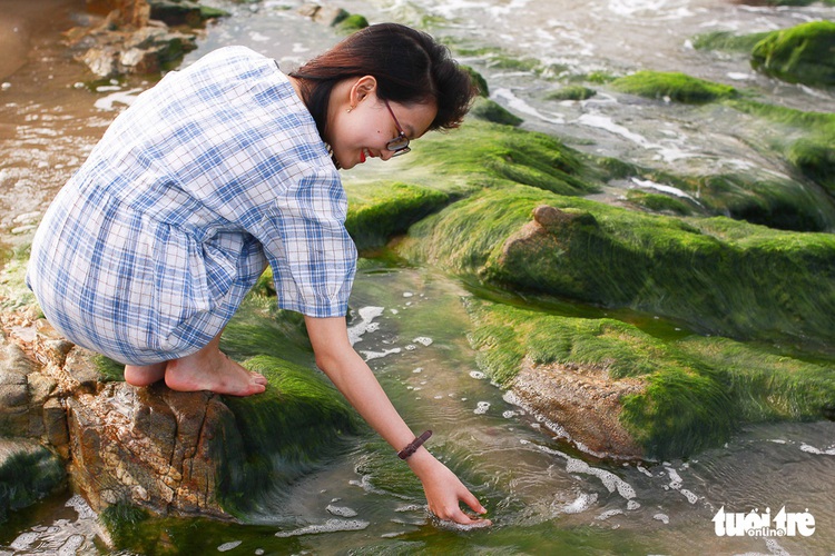 Moss-covered rocks at Da Nang beach turn Instagrammable for young Vietnamese