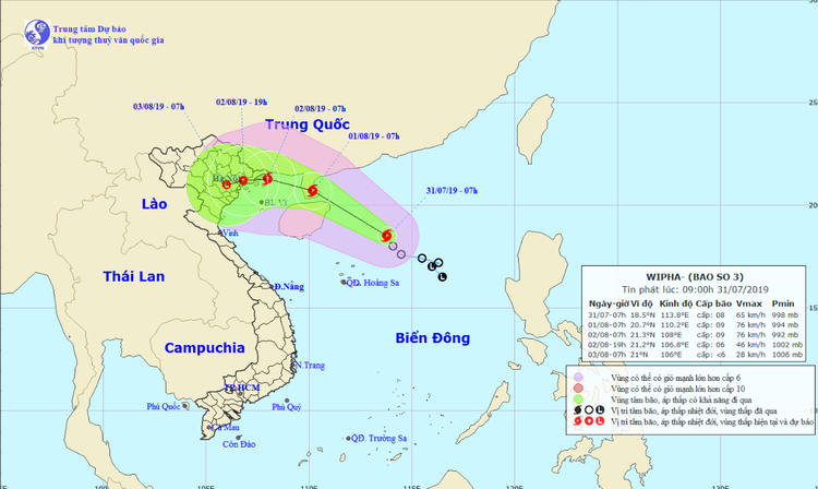 Tropical Storm Wipha heads to northern Vietnam