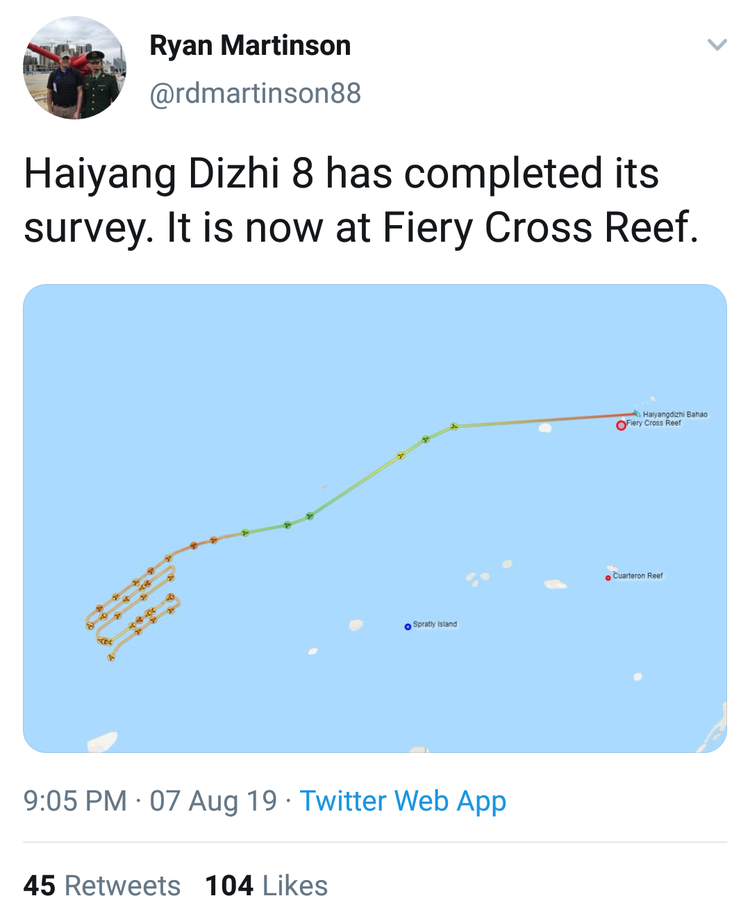 Chinese survey ship Haiyang Dizhi 8 out of Vietnam’s EEZ, Continental Shelf: foreign ministry