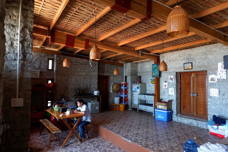 This house is built on rocks to help preserve sea turtles in Vietnam