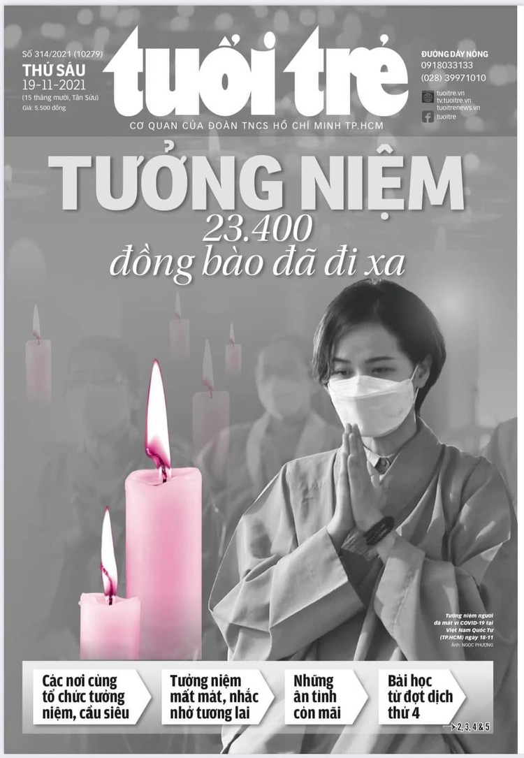 Vietnamese newspapers go black and white to commemorate COVID-19 victims