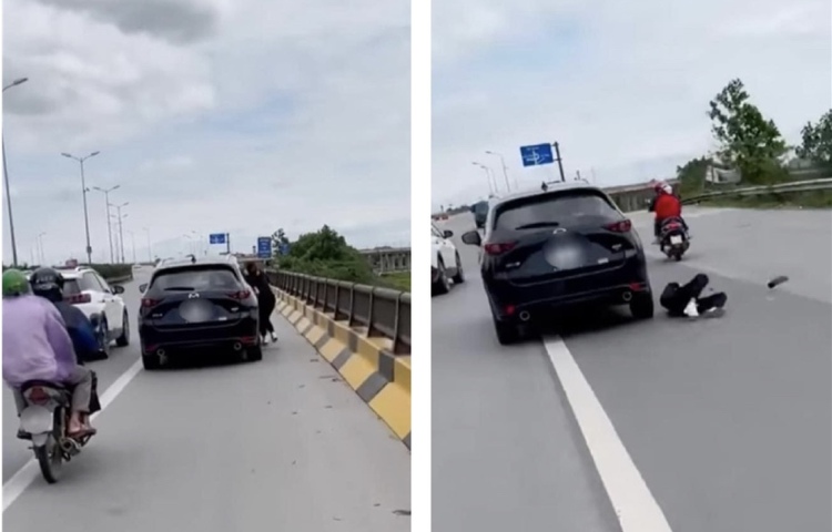 Hanoi police clarifying video of car dragging woman on road