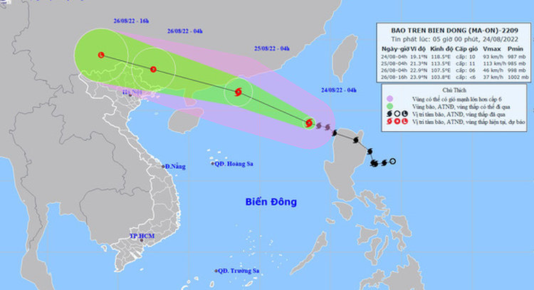 Storm Ma-on enters East Vietnam Sea, downpours expected in northern provinces