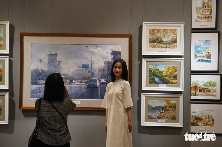 Ho Chi Minh City watercolors displayed in Hanoi